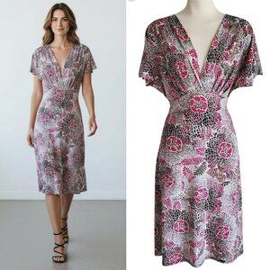 FUNHOUSE Figure Flattering Babydoll Surplice Midi Dress Y2K Style Sexy Classy L